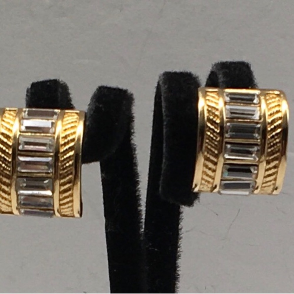 Dior Earrings Christian Dior Baguette Cluster Huggie Clip On Earrings